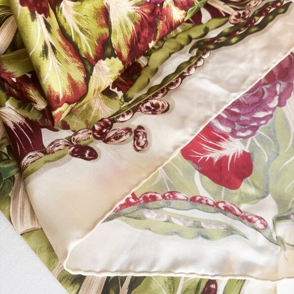 Vintage Aquascutum Vegetable Garden All Over Print Silk Twill Scarf - Picture 8 of 9
